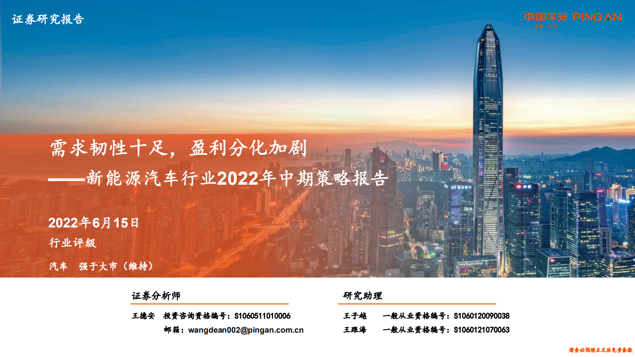 新能源汽車行業2022年中期策略報告：需求韌性十足，盈利分化加劇-平安證券