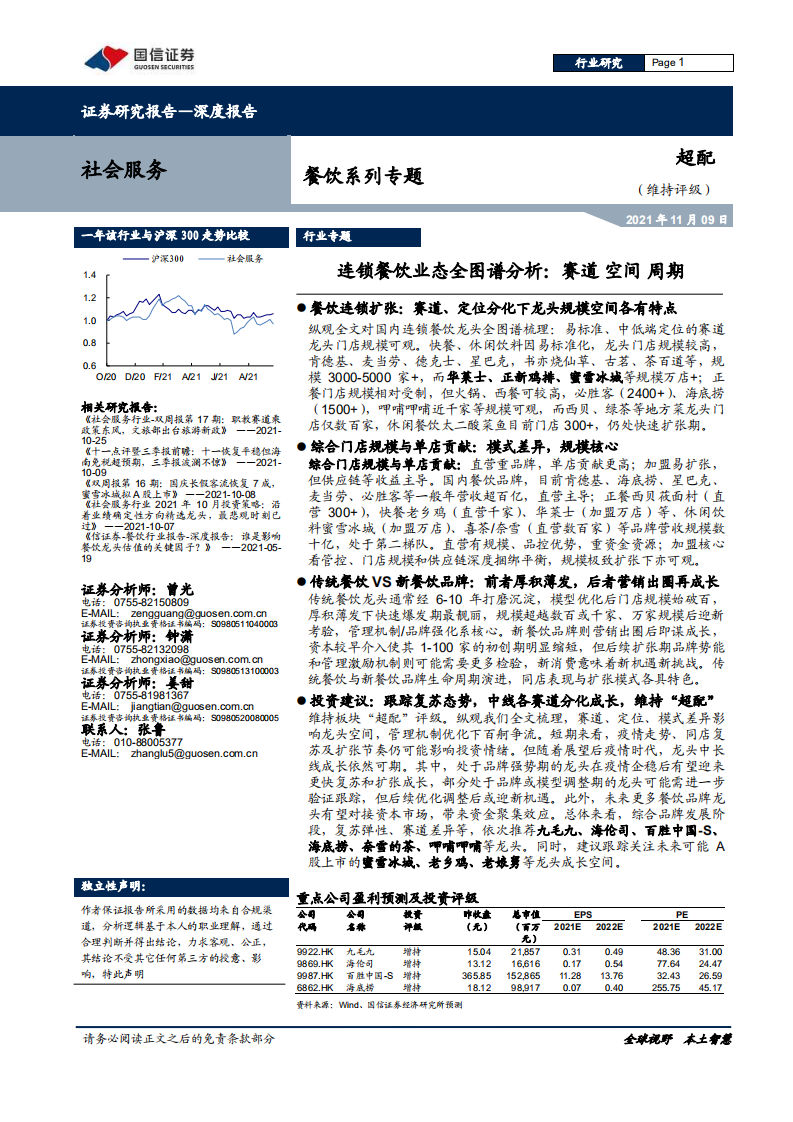 2021連鎖餐飲業(yè)態(tài)全圖譜分析，賽道，空間，周期-國信證券