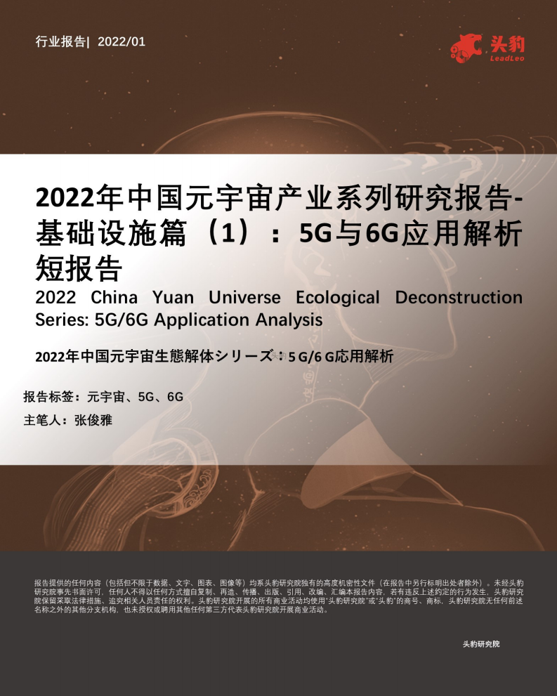 2022中國元宇宙產業系列研究報告-基礎設施篇（1）：5G與6G應用解析短報告