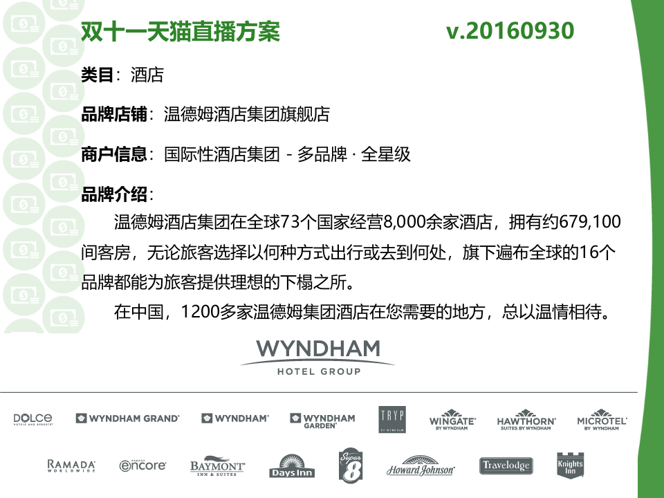 雙十一天貓直播方案-溫德姆酒店集團旗艦店【精英策劃圈】