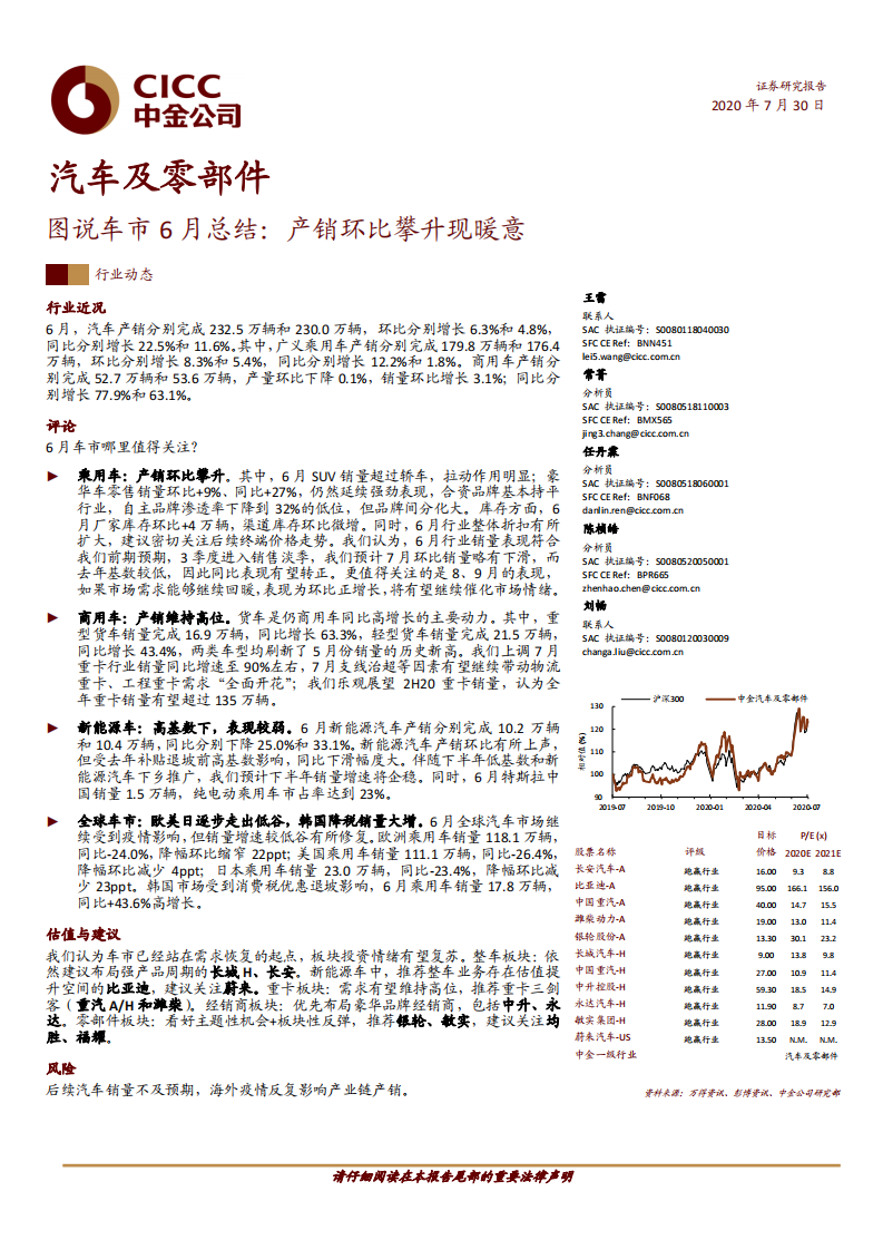 汽车及零部件：图说车市6月总结：产销环比攀升现暖意-中金公司 第1页