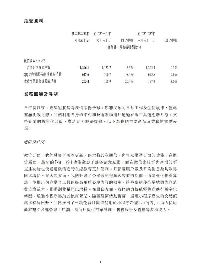 2020年腾讯Q2财报 第3页