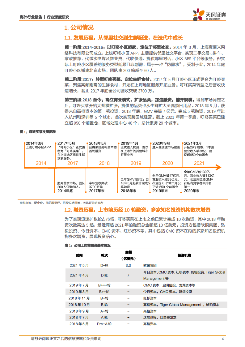 叮咚买菜，前置仓电商领跑者，科技赋能扩大产业链优势-天风证券-20210628 第4页