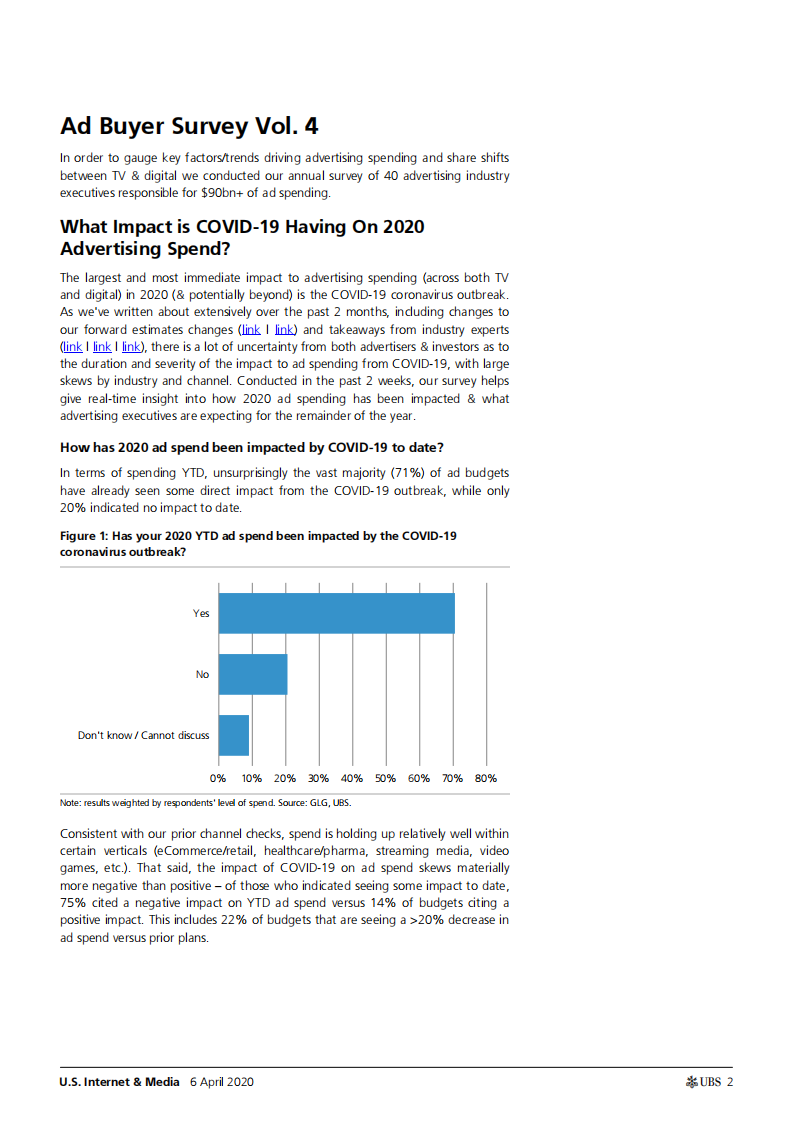 瑞银-美股-互联网与媒体行业-美国互联网与媒体业：关于电视和数字广告，40位广告主管告诉了我们什么？-2020.4.6-37页 第2页