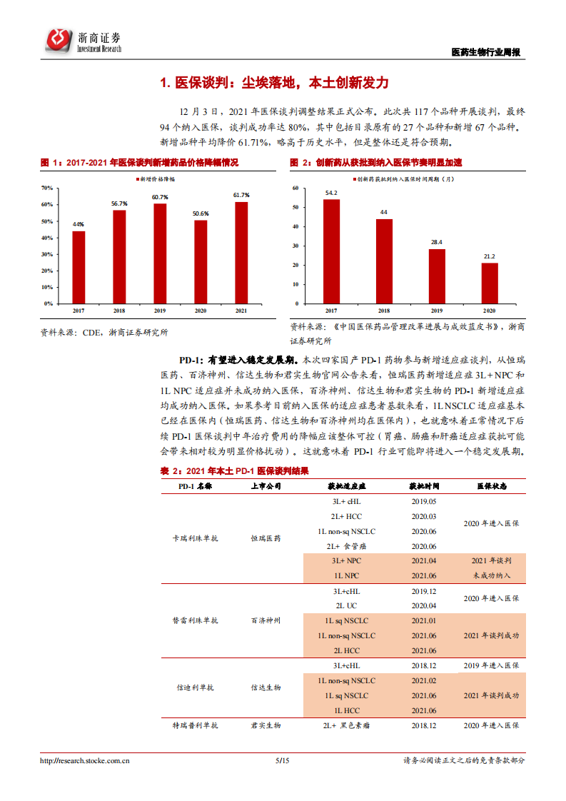 医药行业周报：医保谈判尘埃落地，看好本土创新发力 第5页