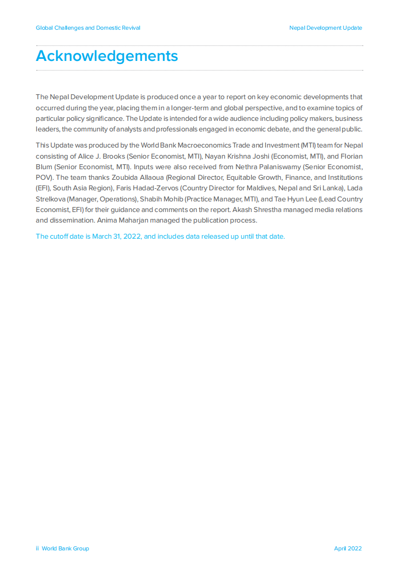 世界银行尼泊尔发展更新：全球挑战和国内复兴（英）2022.4 第4页