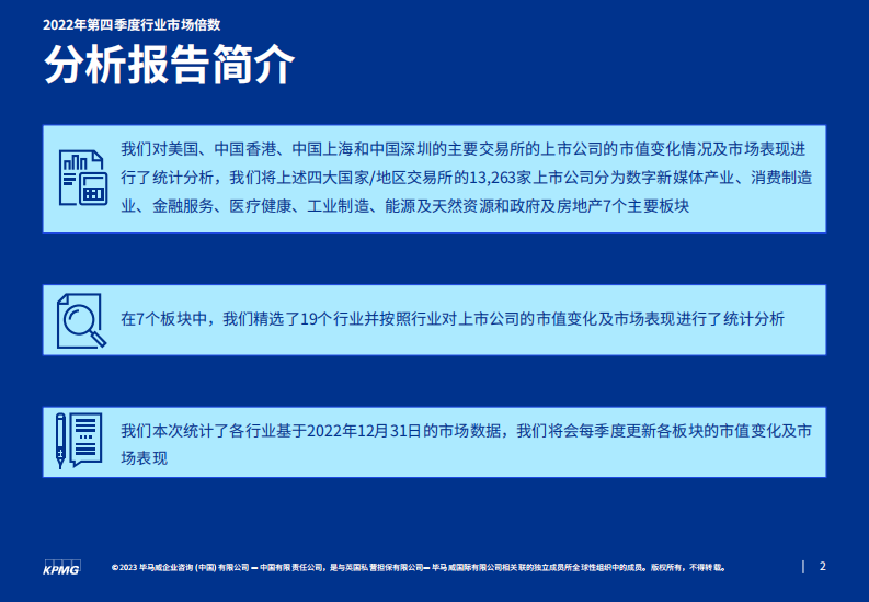 毕马威：2022年第四季度行业市场倍数分析报告 第2页
