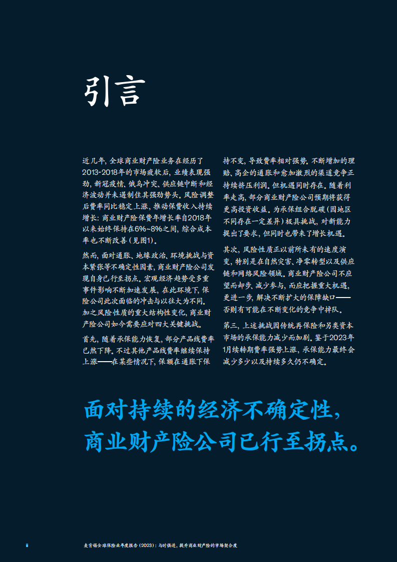 麦肯锡：全球保险业年度报告（2023）：与时俱进，提升商业财产险的市场契合度 第4页