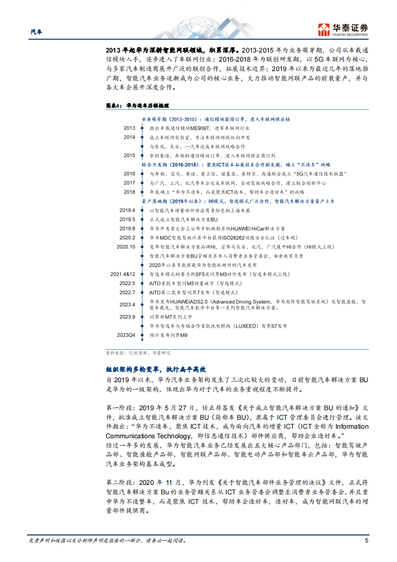 汽车行业证券研究报告：华为汽车业务，智能汽车开启星辰大海 第5页