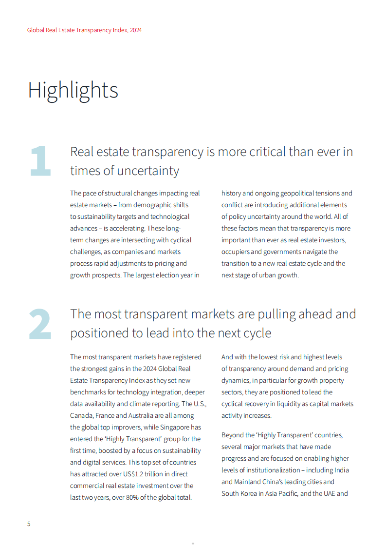 2024年全球房地产透明度指数报告：转型时期的透明度（英文） 第5页