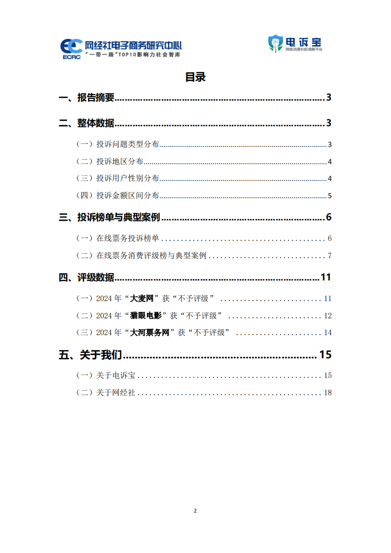 2024年中国在线票务用户体验与投诉数据报告 第2页