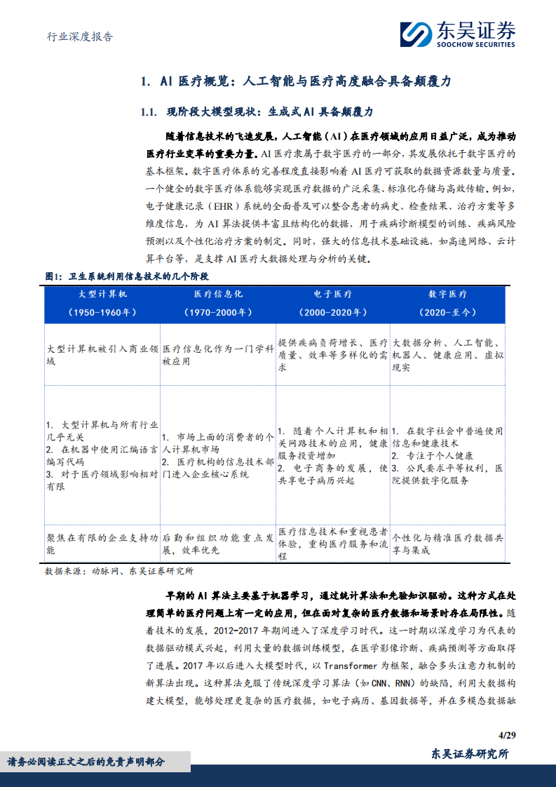 医药生物行业深度报告：AI与医疗产业深度融合，有望为医疗带来产业变革 第4页