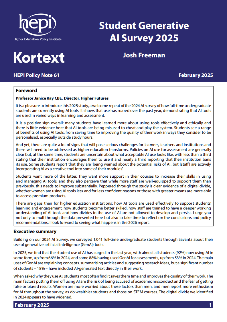 2025年学生生成式人工智能调查（英文） 第1页