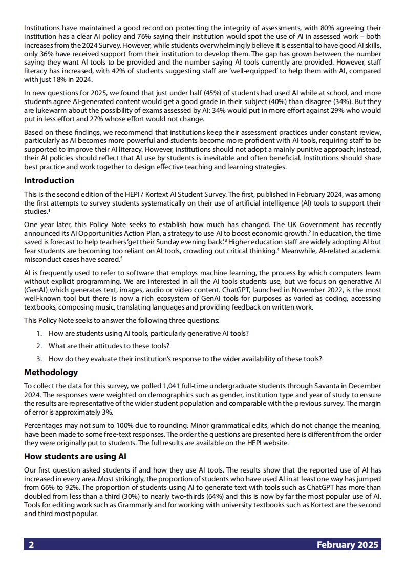 2025年学生生成式人工智能调查（英文） 第2页