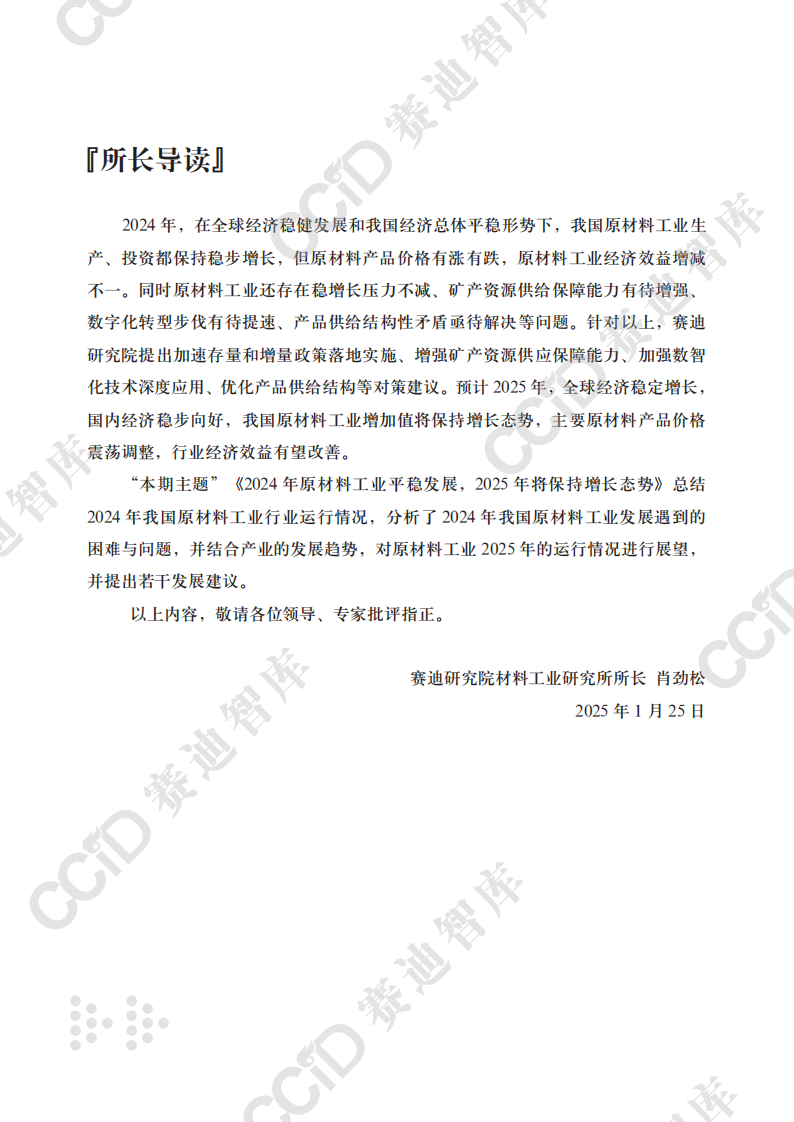 材料工业研究2025年：2024形势分析以及2025展望 第3页