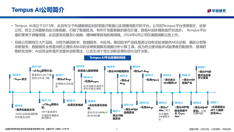 华创医疗器械行业随笔系列10：Tempus AI，Tempus AI映射下的A股投资机遇 第3页