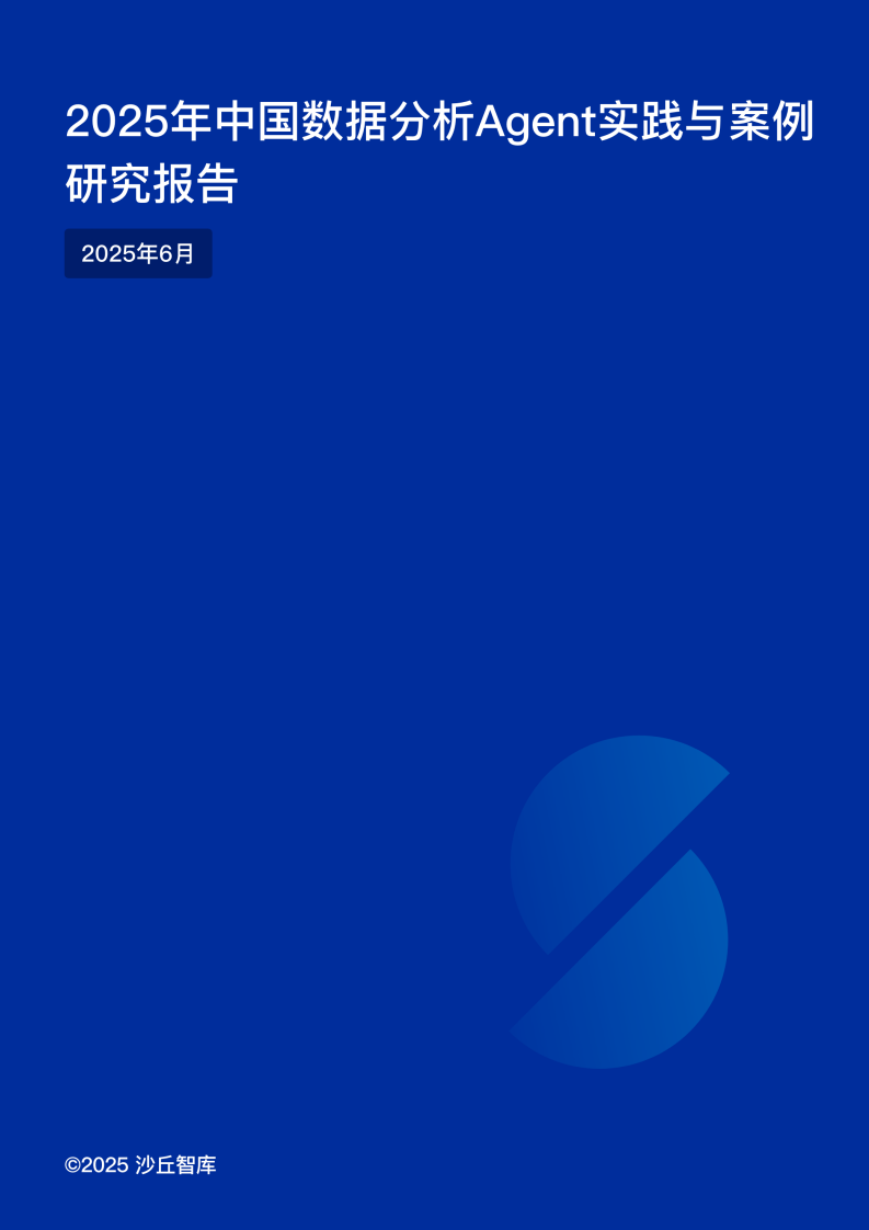 2025年中国数据分析Agent实践与案例研究报告 第1页