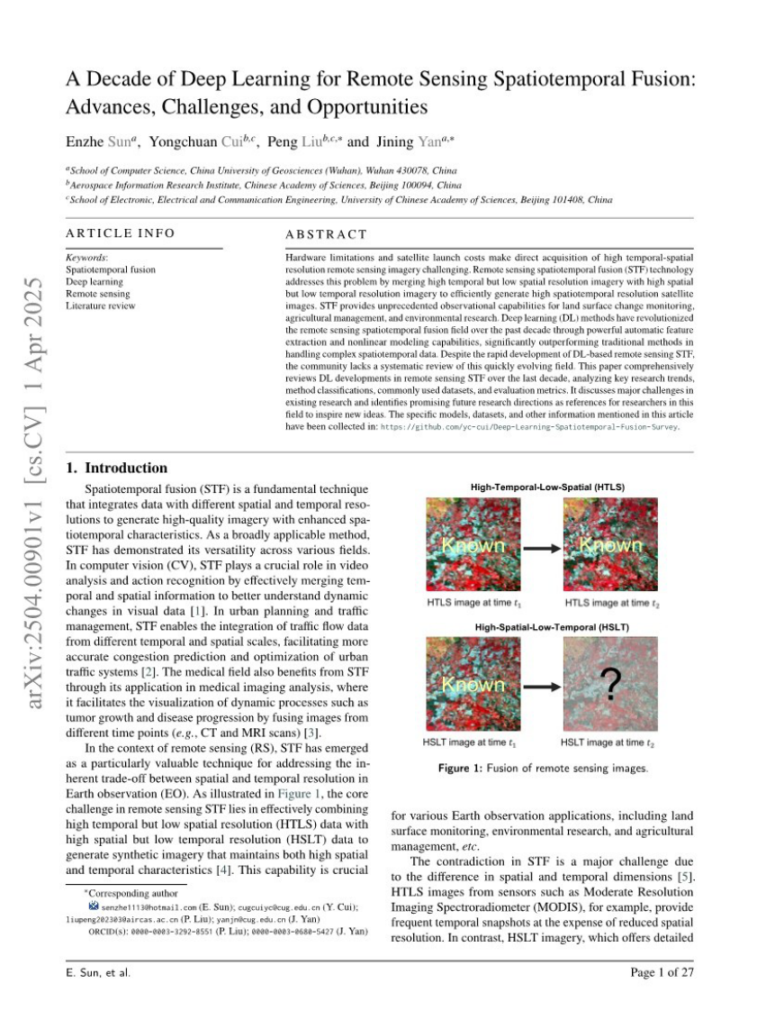 遥感时空融合深度学习的十年演进：进展、挑战与机遇 第1页