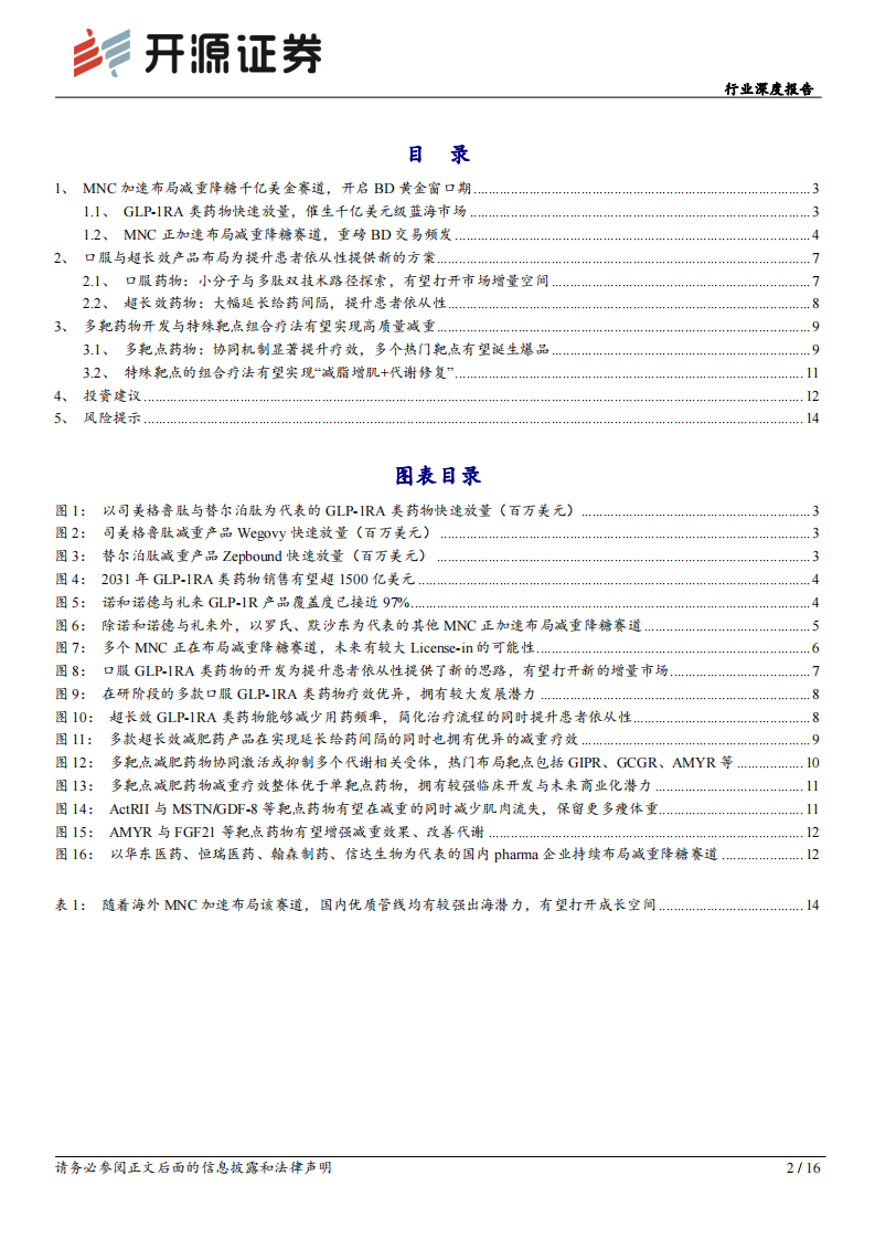生物制品行业深度报告-MNC加速布局减重降糖千亿美金赛道-开启BD黄金窗口期 第2页