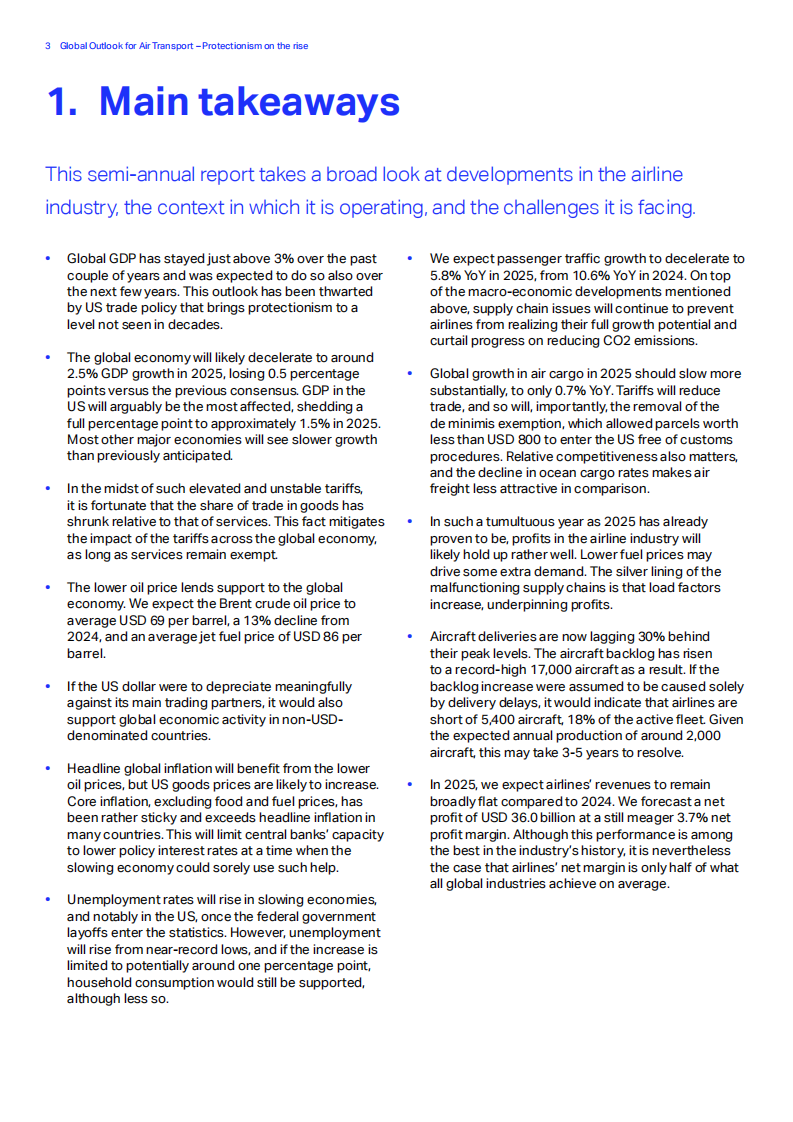 2025年全球航空运输展望报告：贸易保护主义抬头（英文） 第3页