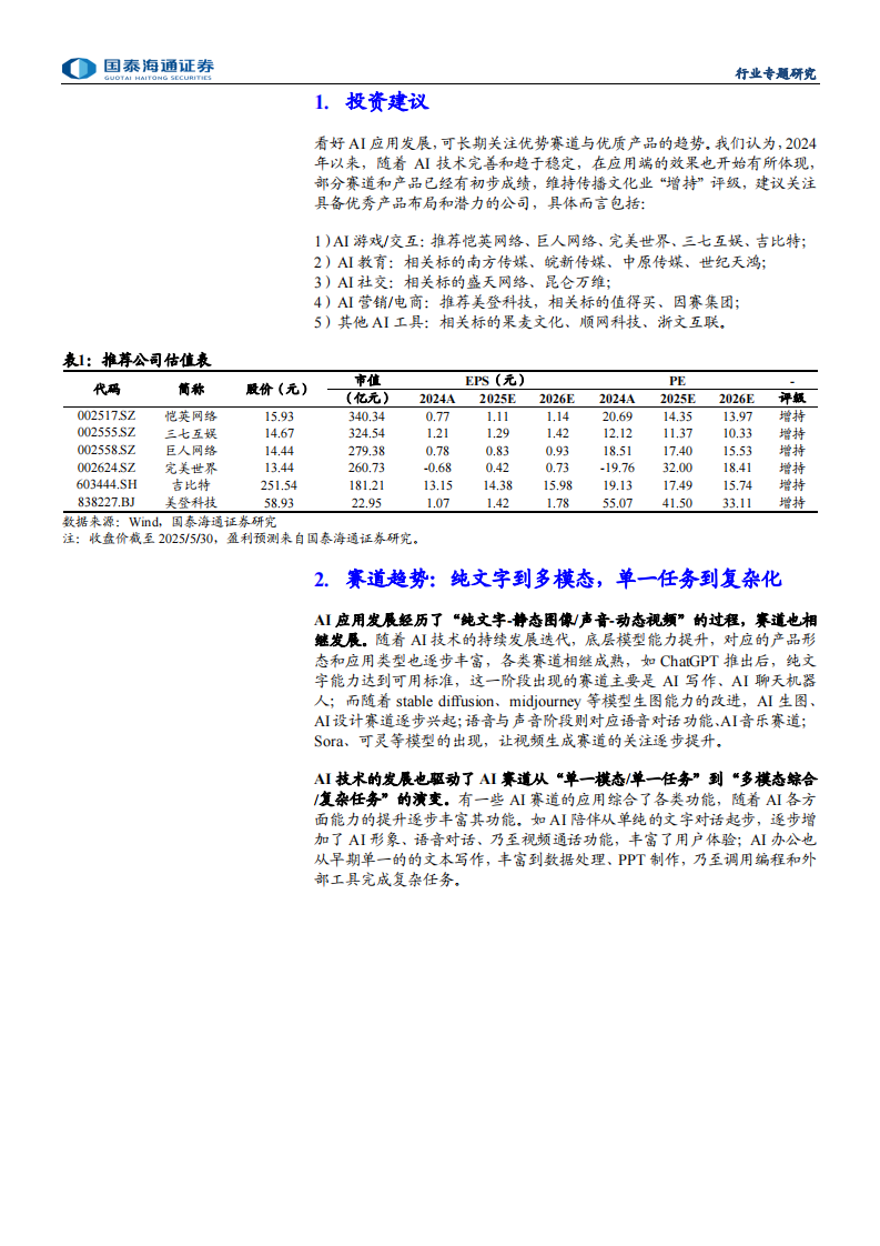 传播文化行业：AI应用发展，关注重点细分赛道机会 第3页