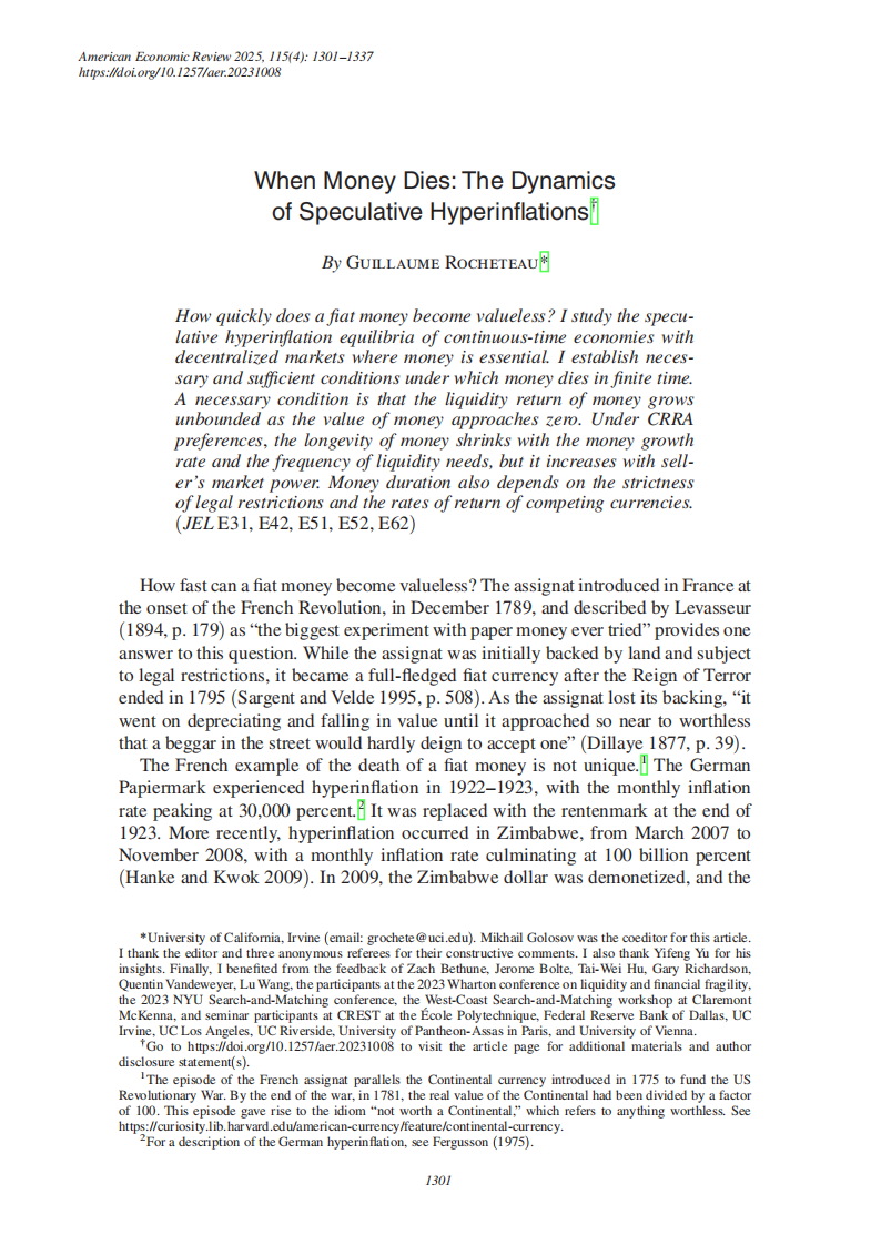 AER-当货币消亡：投机性恶性通货膨胀的动态机制（英文） 第1页