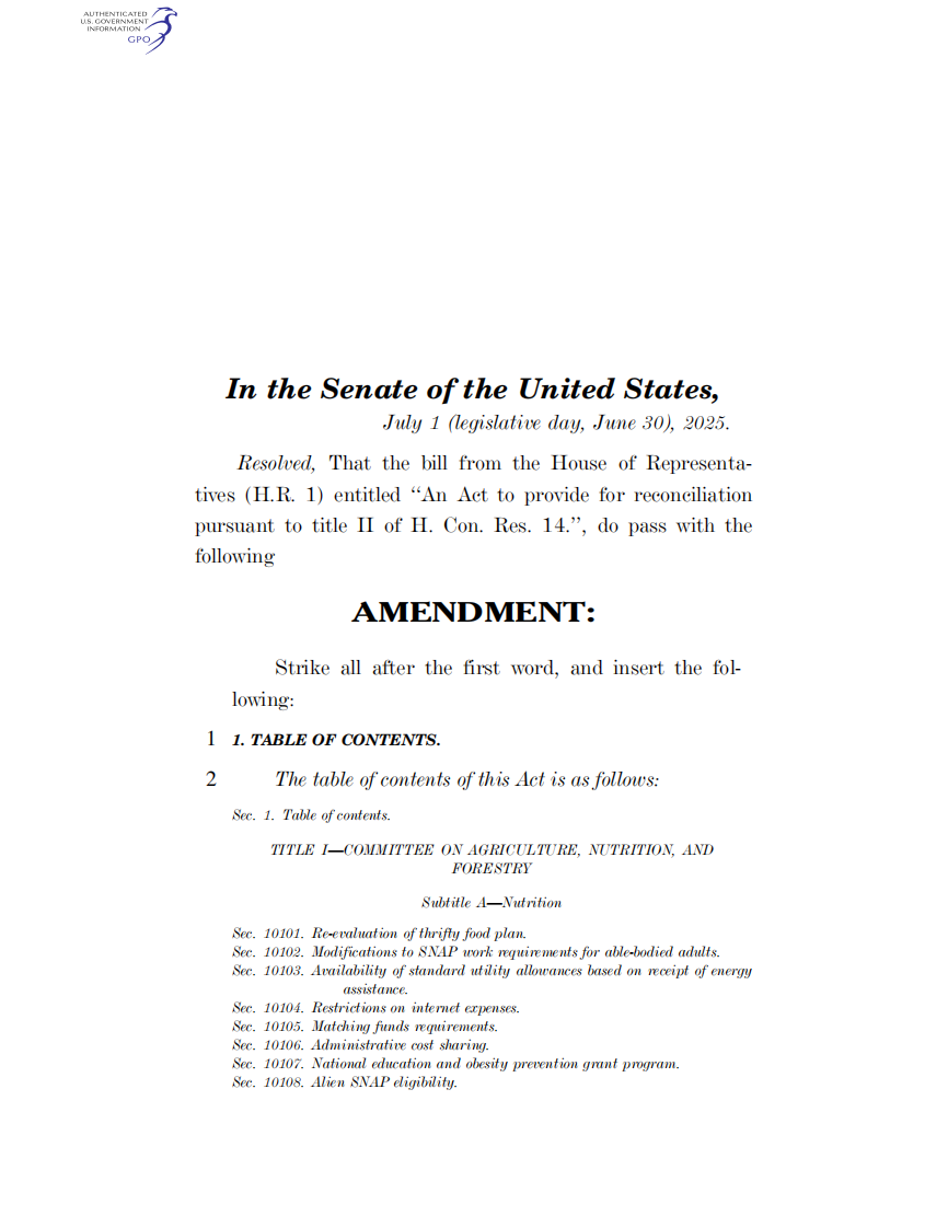 &ldquo;大而美&rdquo;法案（英） 第1页