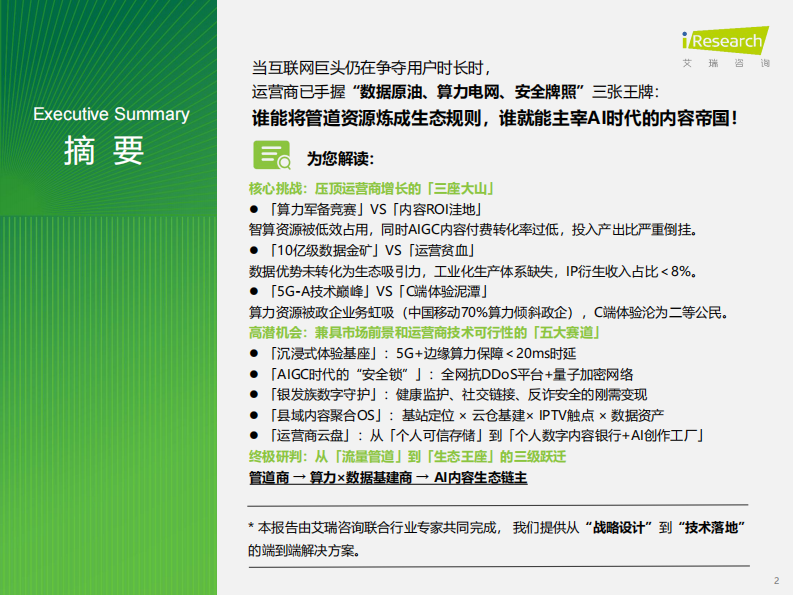 2025年电信运营商数字内容业务发展机遇洞察&mdash;&mdash;解码运营商在5G AI时代的战略布局与增长引擎 第2页