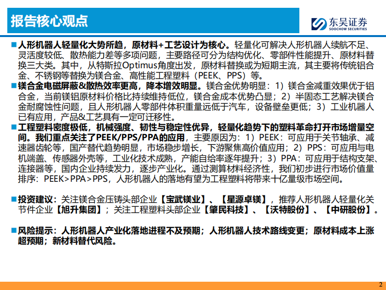人形机器人行业深度报告-人形轻量化大势所趋-镁合金&&ldquo;以塑代钢&rdquo;是核心 第2页