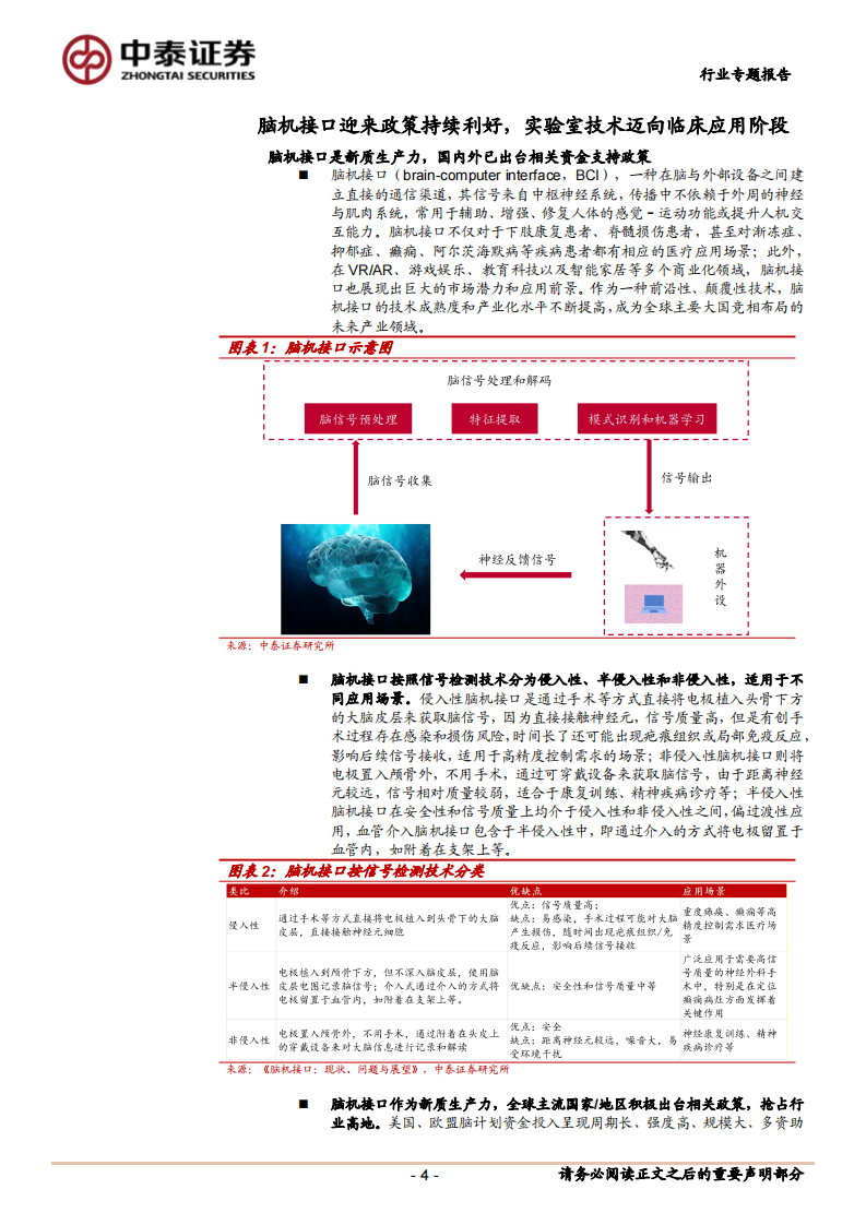 脑机接口专题研究报告：政策与技术共振下，脑机接口迎来产业加速发展期-中泰证券 第4页