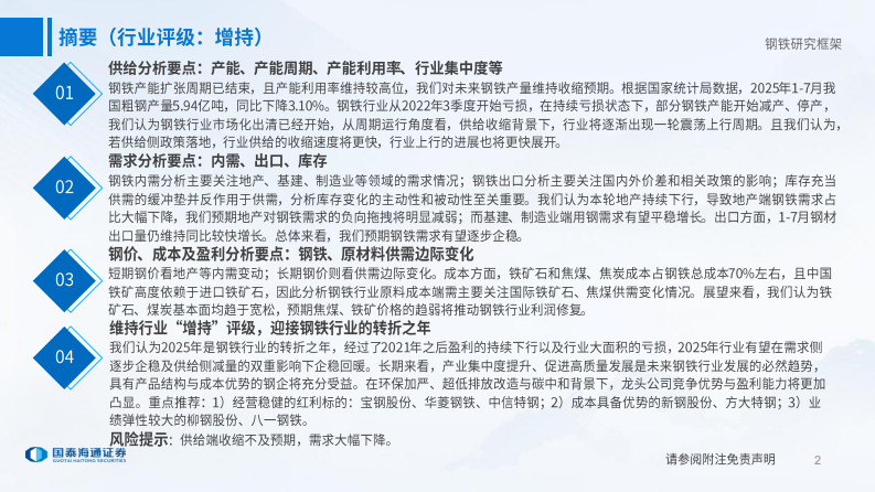 钢铁行业研究框架与投资思路 第2页
