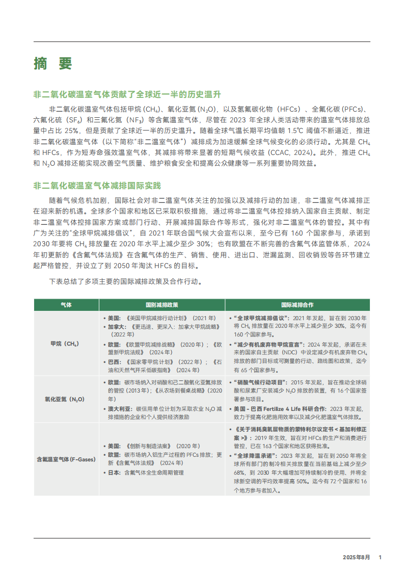2025非二氧化碳温室气体减排展望：面向2035年的机遇与挑战报告 第4页
