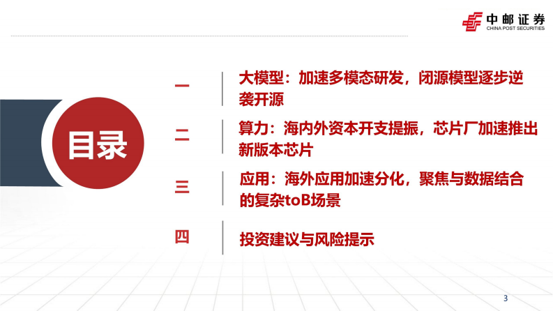 人工智能研究框架：大模型白热化，应用加速分化-中邮证券 第3页