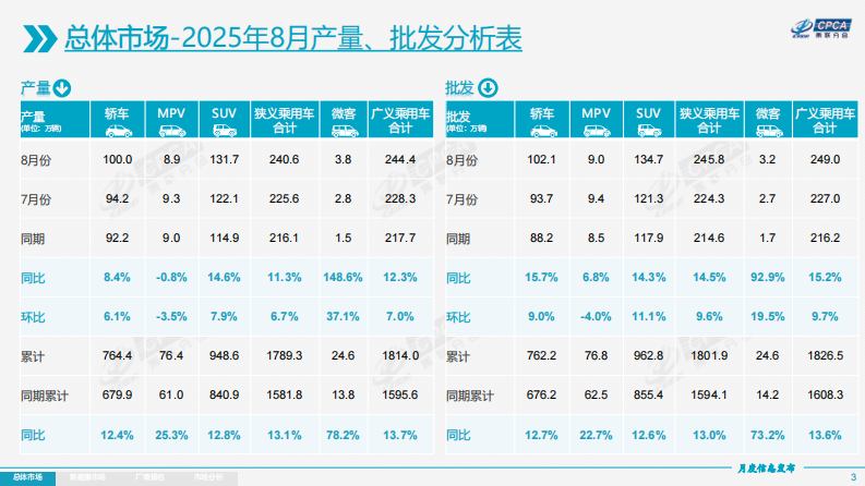 2025年8月份全国乘用车市场分析报告 第3页