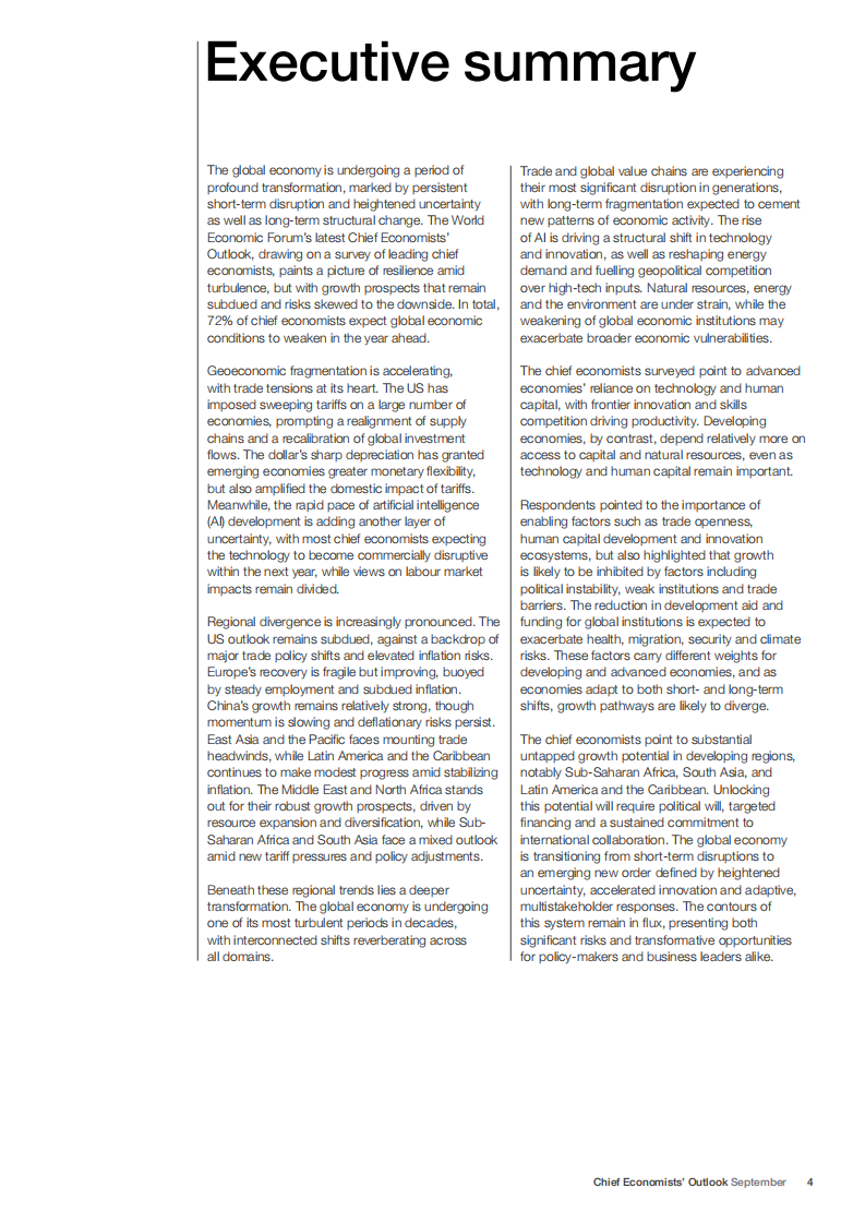 首席经济学家展望：2025年9月（英文） 第4页