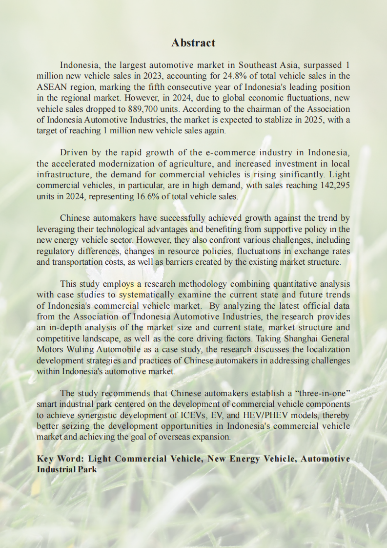 2025年中国绿色企业出海： 印尼汽车市场的机遇和挑战-以商用车为例的初步分析 第5页