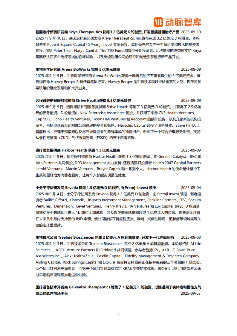2025年9月全球医疗健康领域投融资月报 第5页
