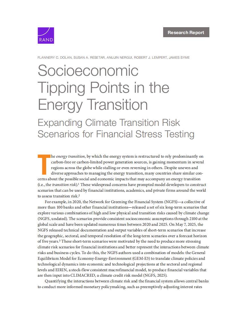 2025能源转型中的社会经济临界点：为金融压力测试拓展气候转型风险场景报告（英文） 第1页