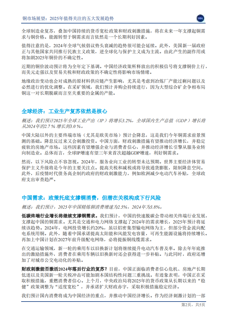 2025年值得关注的五大发展趋势报告：铜市场展望 第2页