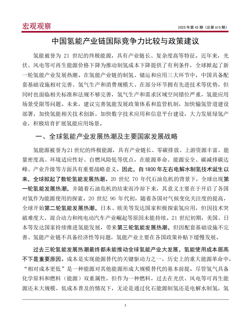 中国氢能产业链国际竞争力比较与政策建议 第2页