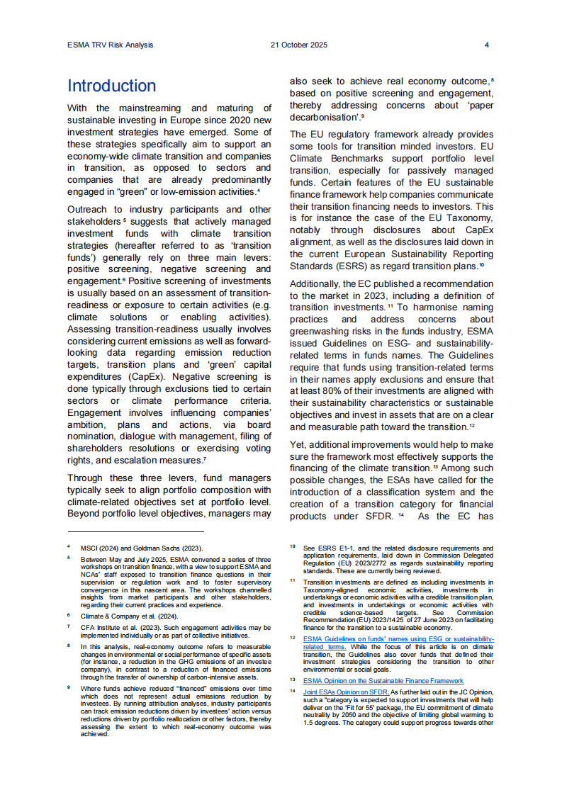 欧洲证券与市场管理局ESMA转型基金趋势报告（英文） 第4页