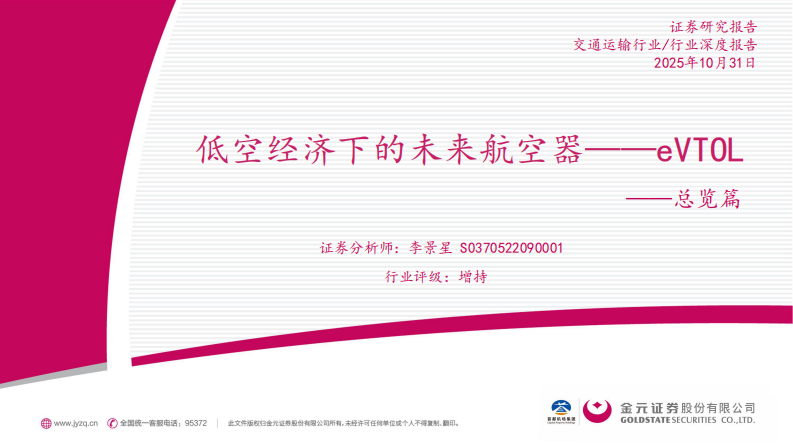 交通运输行业行业深度报告-总览篇-低空经济下的未来航空器&mdash;&mdash;eVTOL 第1页