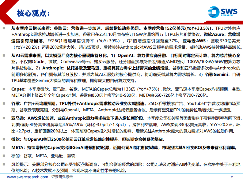 美股云计算和互联网行业巨头25Q3总结：AI云竞争阵营分化 第2页